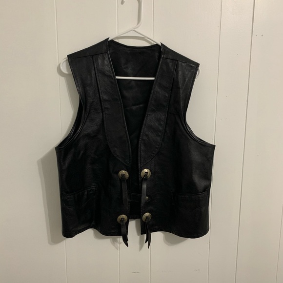 Joo Kay Other - Vintage Natural Leather Joo Kay Black Biker Vest